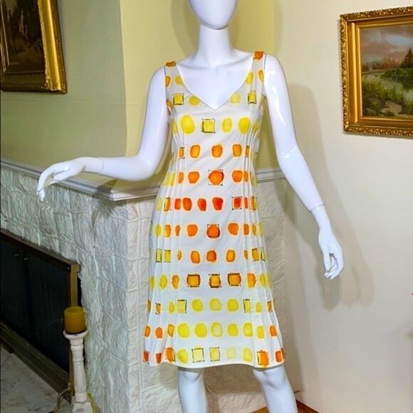 Akris Punto Sleeveless Cotton Print Dress - Picture 2 of 10